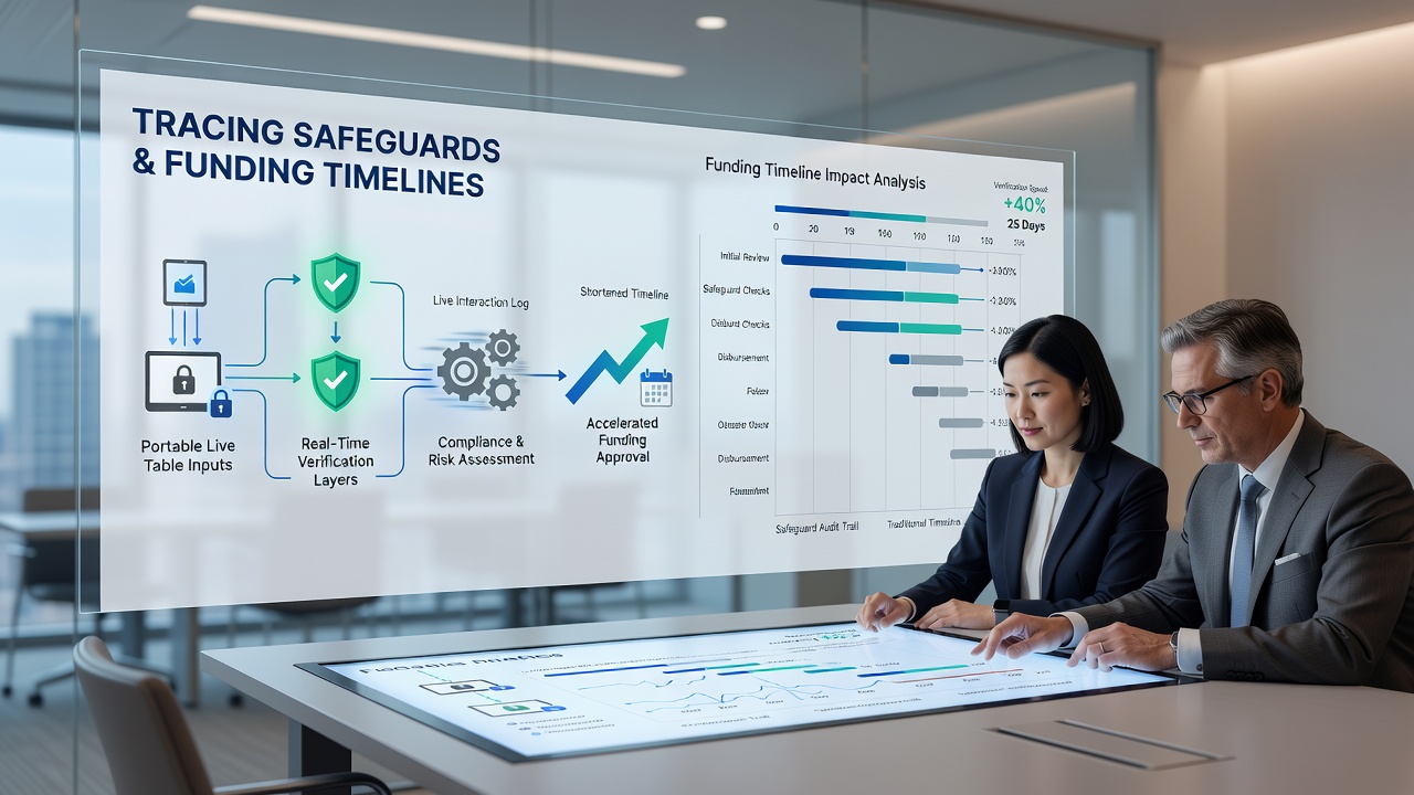 Flowchart illustrating how safeguard logs impact real-time funding approvals on mobile devices