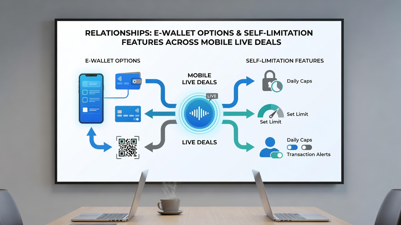 Dashboard view of self-limitation settings synced with e-wallet balances for mobile casino games