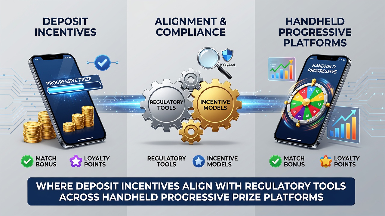 Regulatory dashboard interface showing alignment metrics between deposit bonuses and player protection settings on mobile progressive platforms